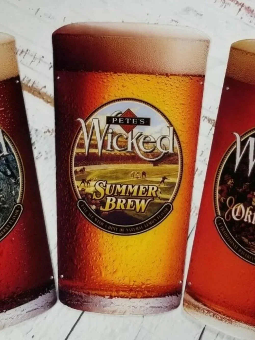 4 Vintage Pete's Wicked Signs Strawberry Blonde, Summer, Oktoberfest & Winter